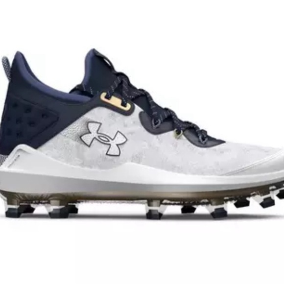 Under Armour Harper 8 Elite TPU "White/Midnight Navy" Men's Baseball Cleat - Picture 1 of 15